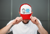 Custom Red Bachelor Party Trucker Hat | Custom Bachelor Party Hats with Photo