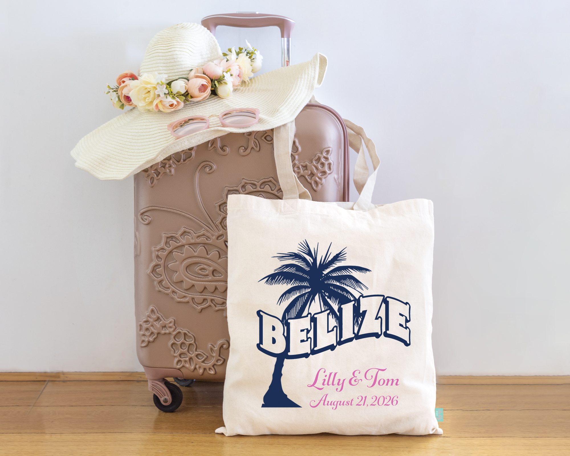 Destination Wedding Tote Bag | Retro Palm Tree