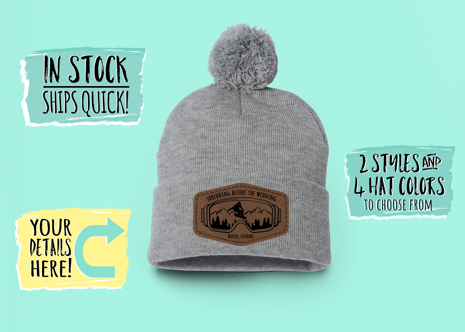 Bachelor Party Beanie Hat | Guys Ski Trip | Shredding Before the Wedding