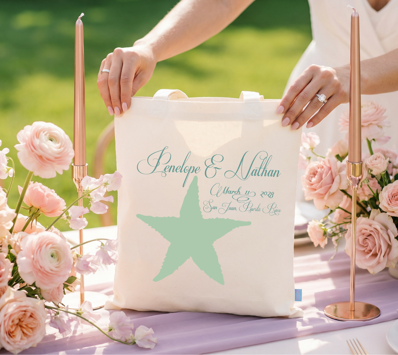 Destination Wedding Welcome Tote Bag | Wedding Favor Bag | Starfish