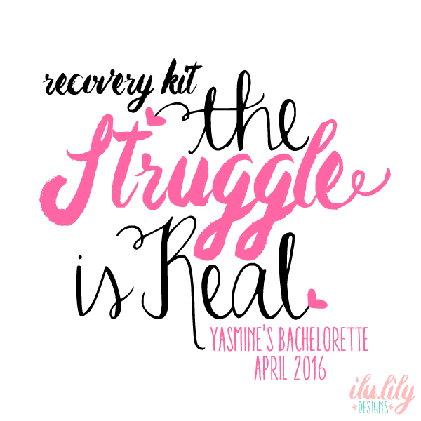 Bachelorette Party Hangover Favor Bag | The Struggle Is Real