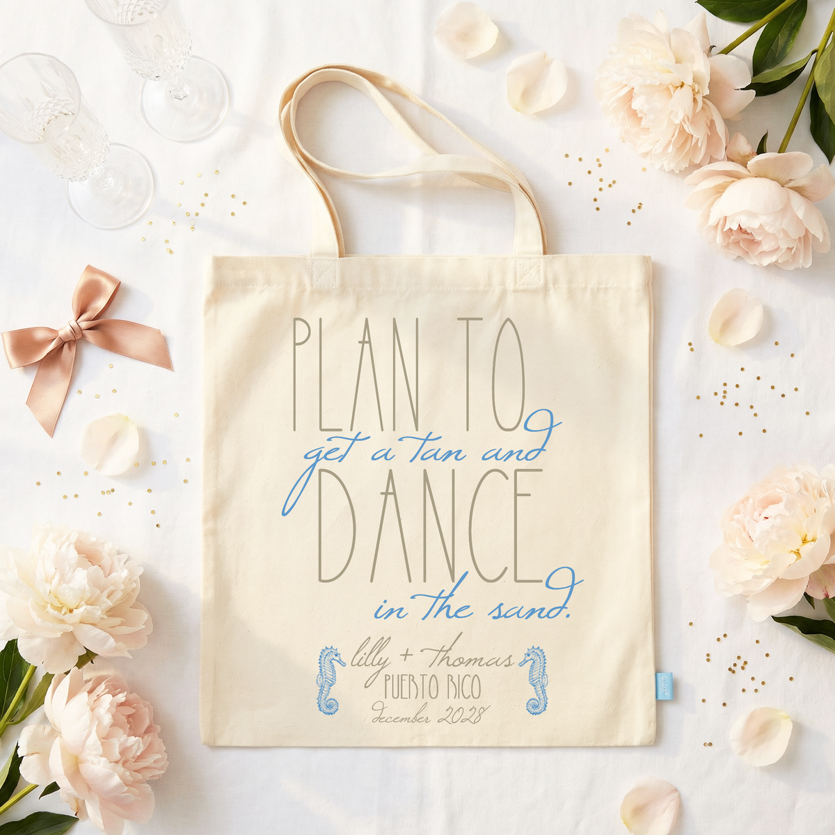 Personalized Canvas Tote Bag for Weddings by Ilu.Lily