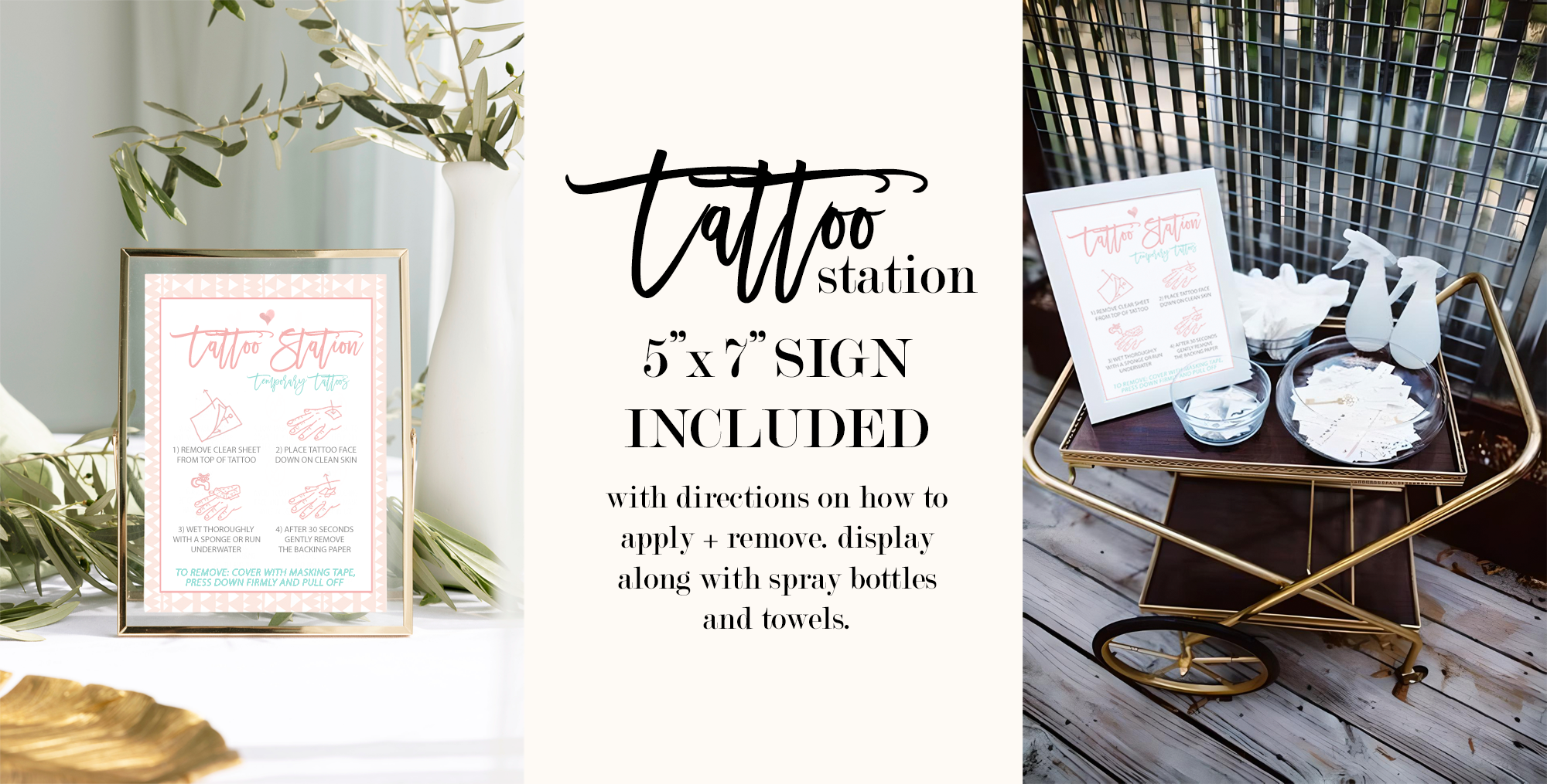 Personalized Wedding Heart Temporary Tattoo Wedding Favors | Custom Tattoo Bar Favor | Engagement Party Favor