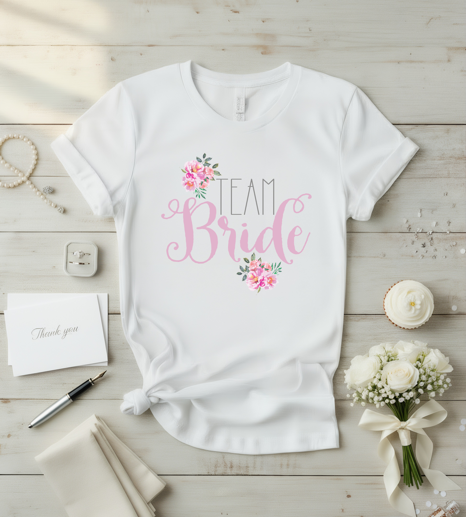 Team Bride T-Shirt | Team Bride Floral