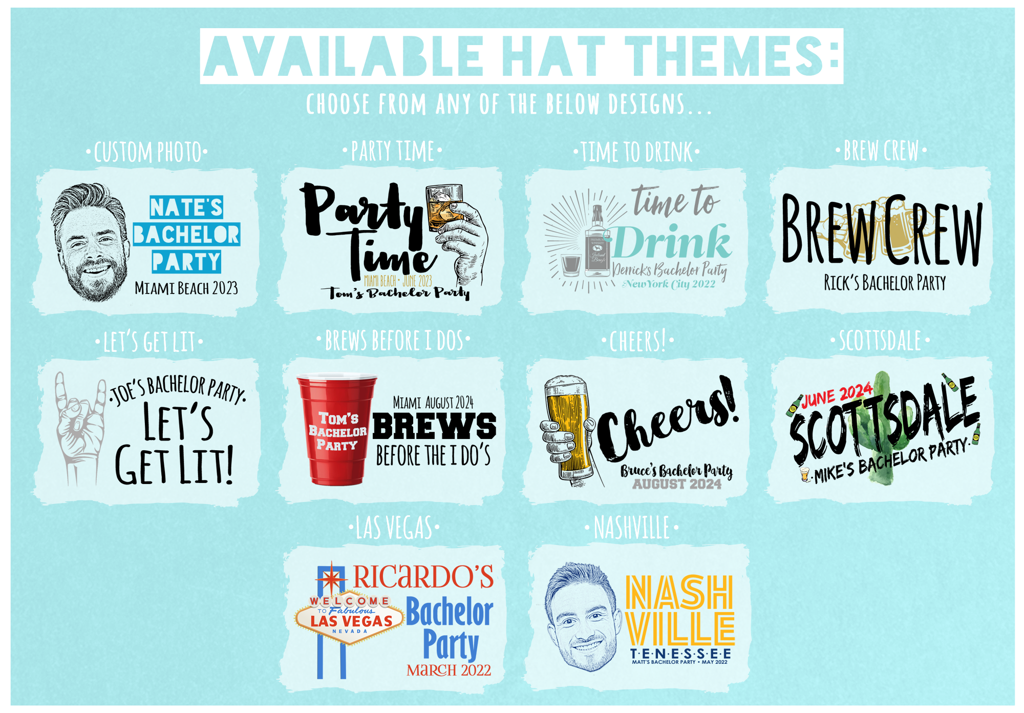 Custom Red + Blue Bachelor Party Trucker Hat | Custom Bachelor Party Hats with Photo