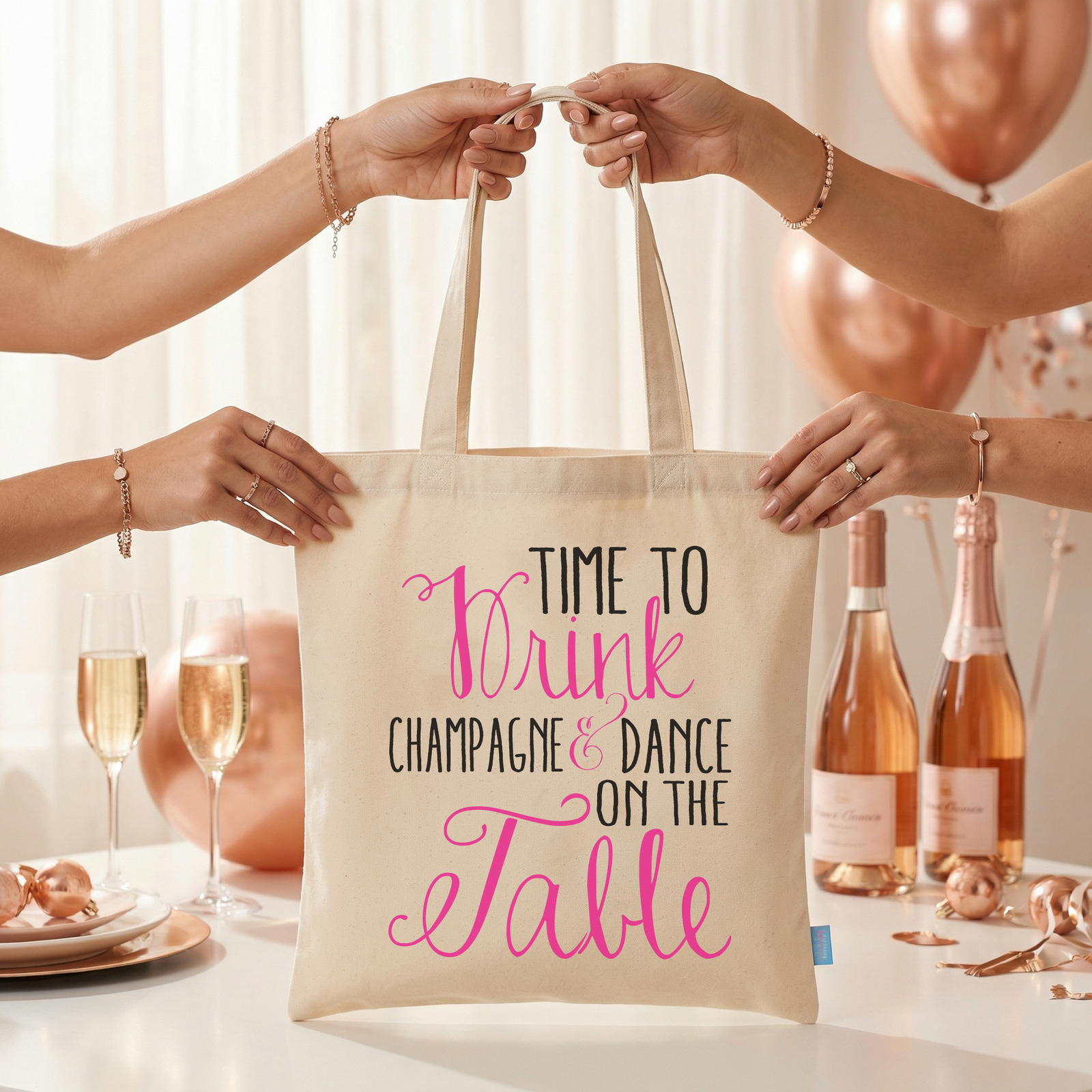 Wedding Tote Bags | Time to Drink Champagne and Dance on the Table