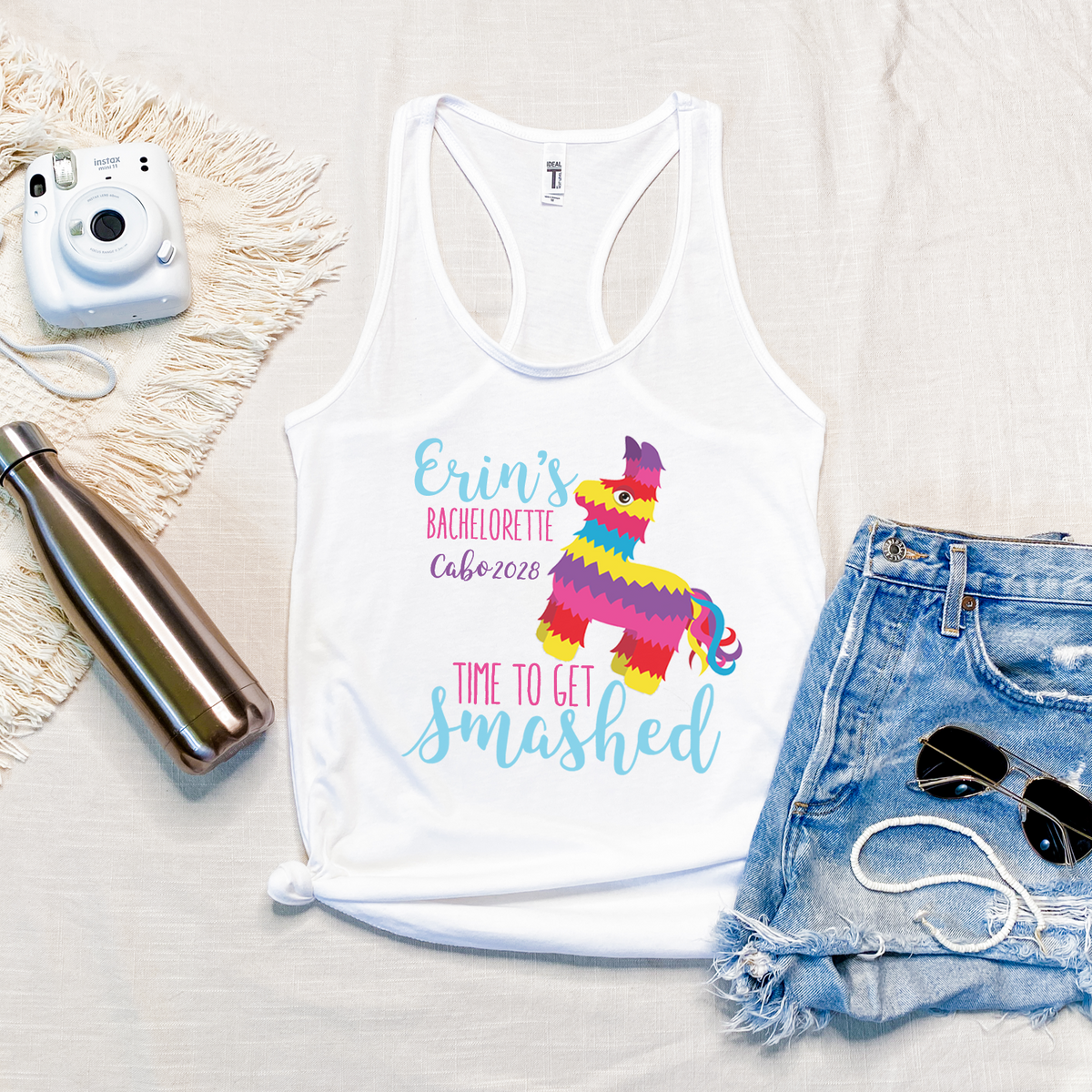 Bachelorette Party Tank Racerback Top – Mexico Fiesta Pinata Party Shirt