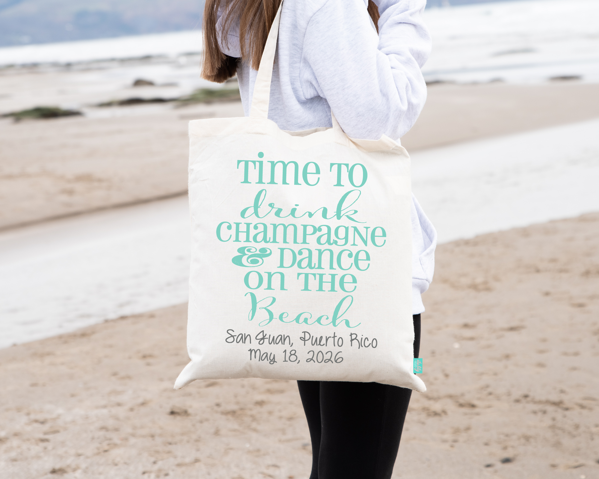 Wedding Tote Bags | Time to Drink Champagne and Dance on the Beach