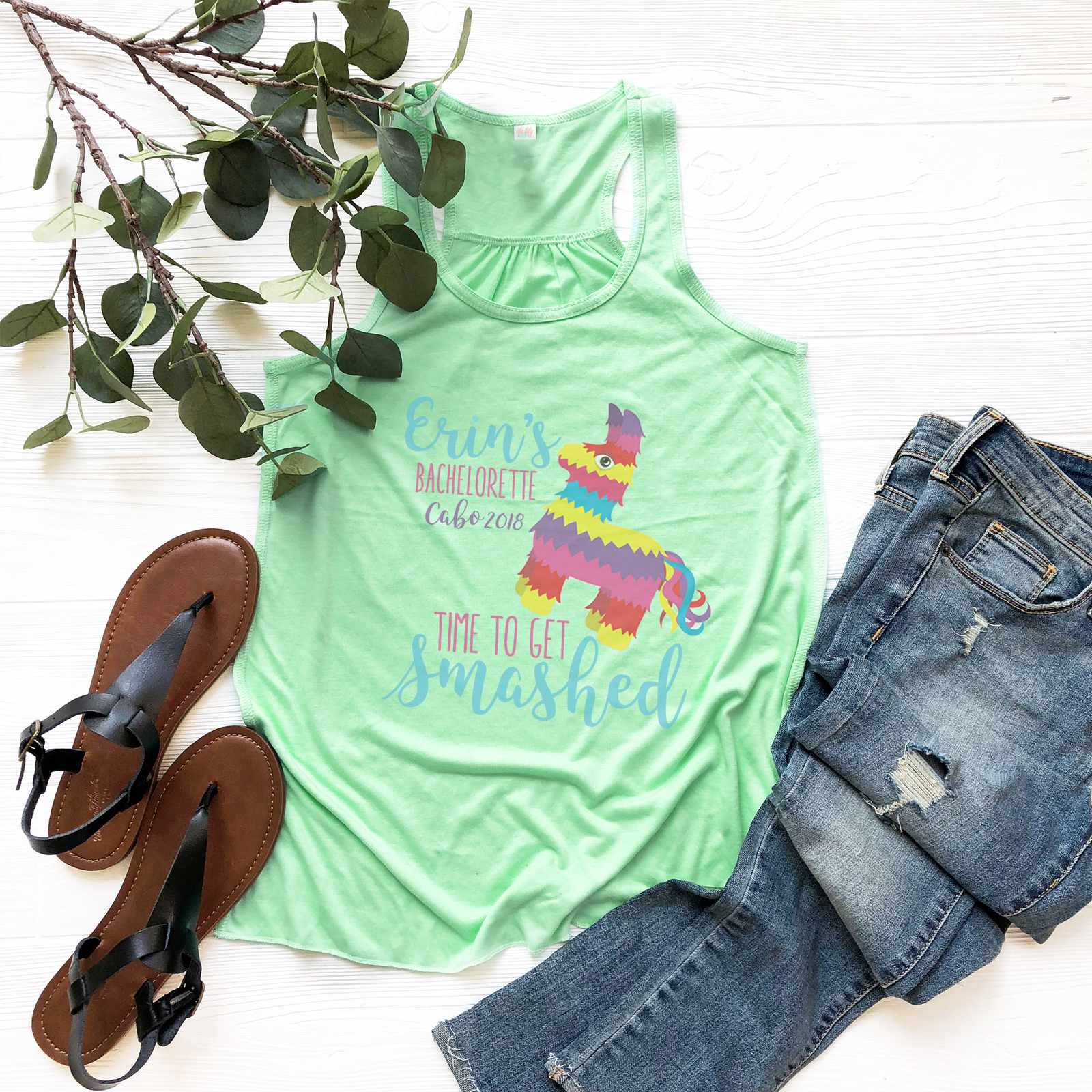 Bachelorette Party Racerback Tank Top | Mexico Bachelorette | Pinata Time To Get Smashed