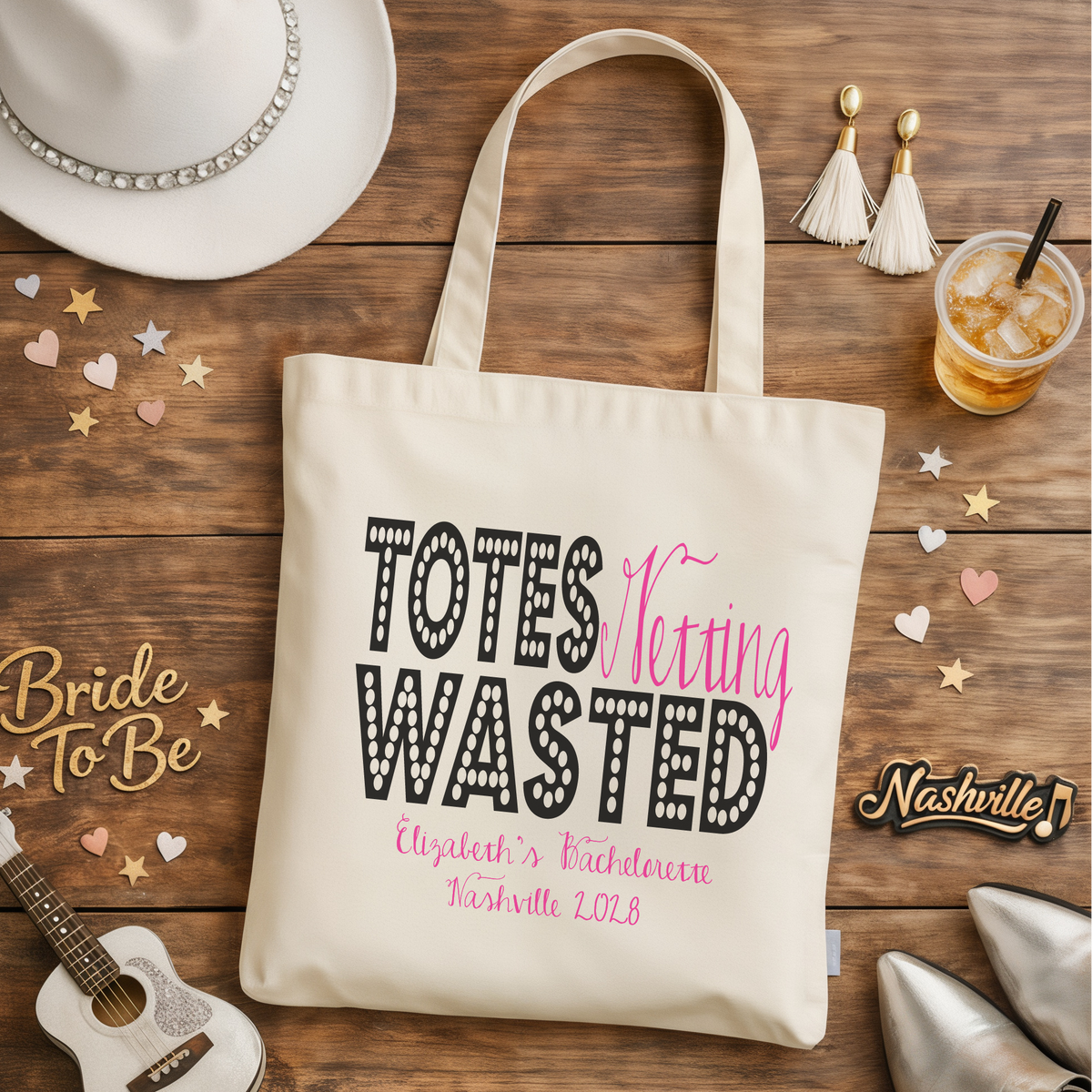 Personalized Canvas Tote Bag for Bachelorette Parties by Ilu.Lily