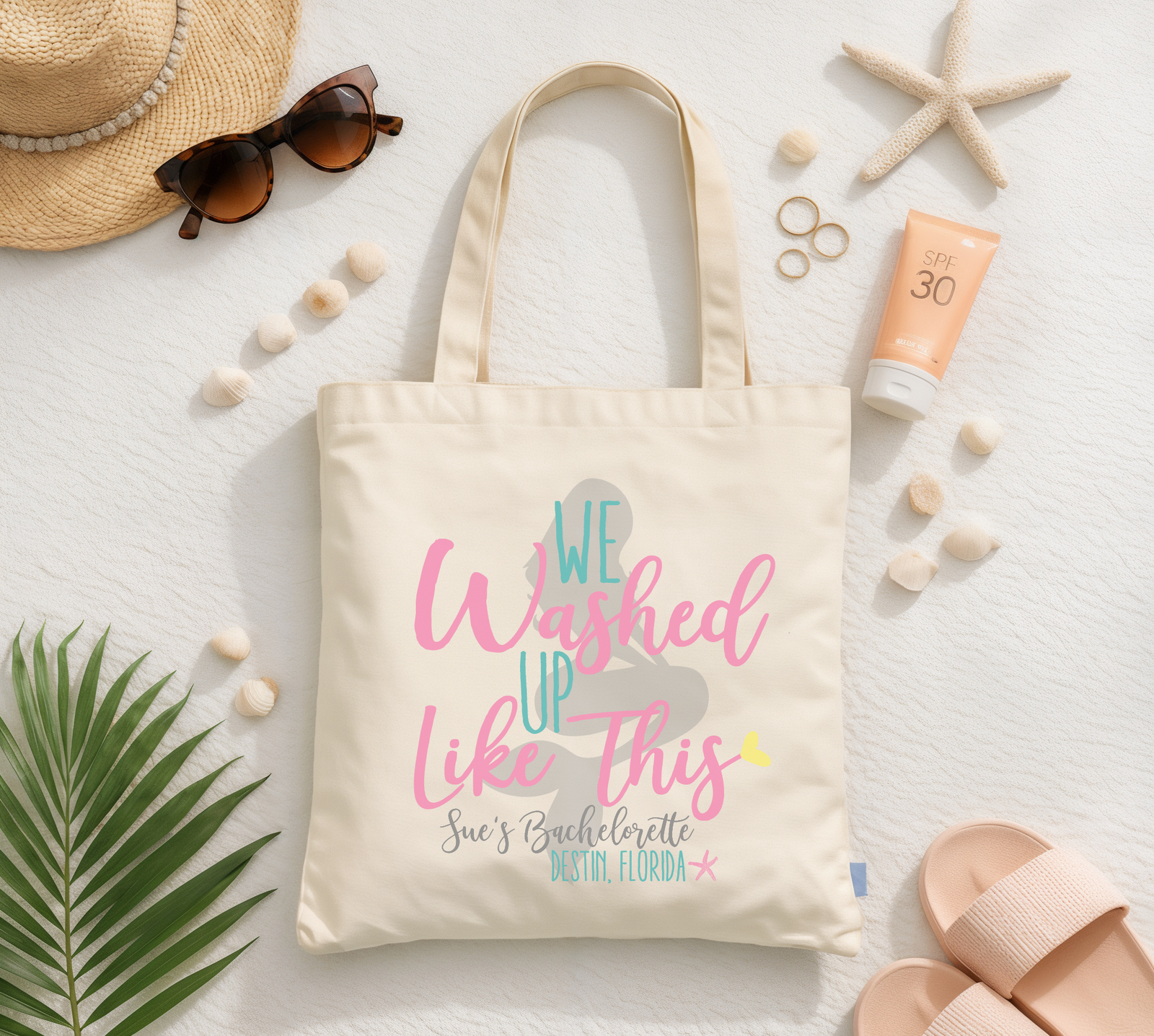 Mermaid Personalized Canvas Tote Bag for Bachelorette Parties by Ilu.Lily