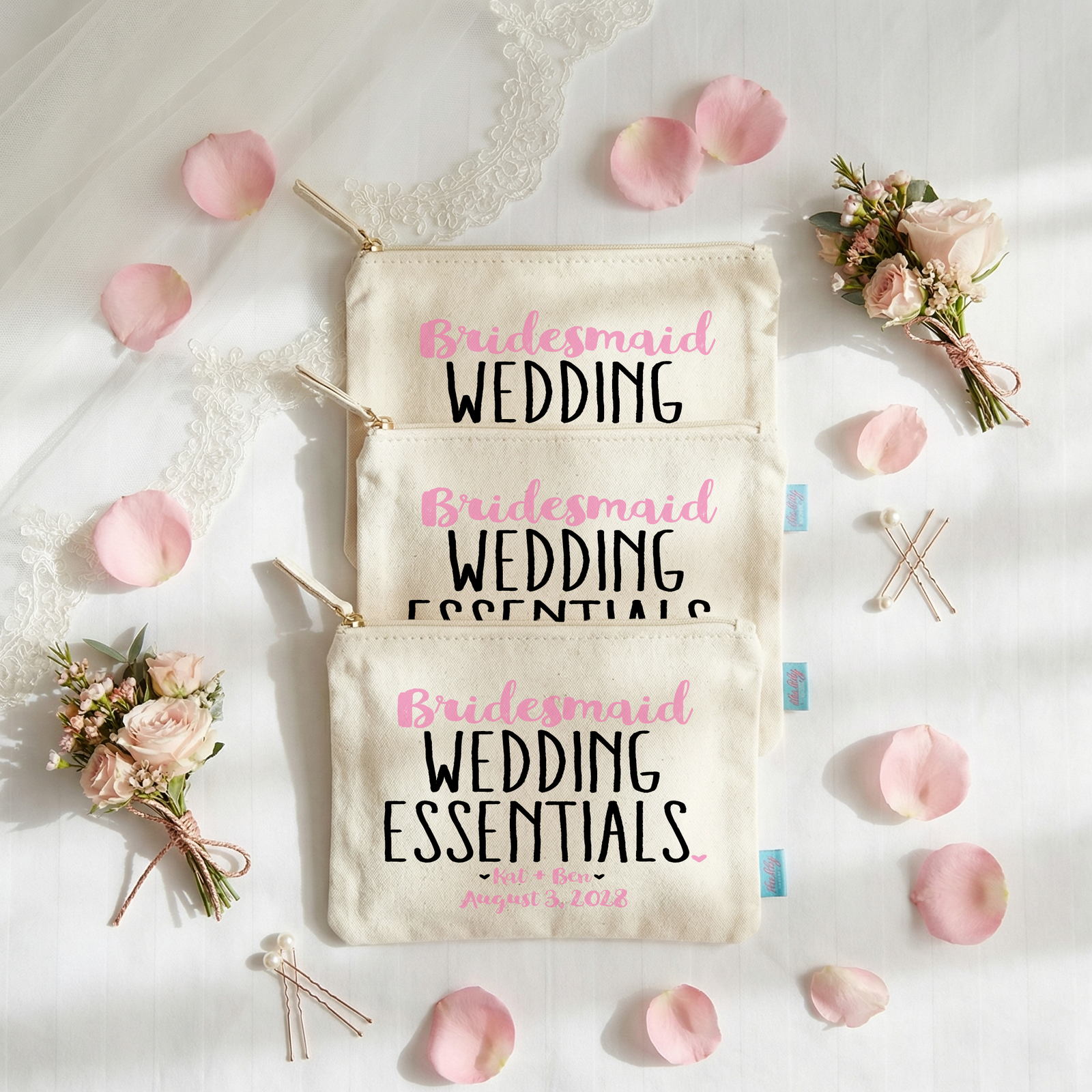 Personalized Canvas Makeup Bag for Bridesmaids by Ilu.Lily