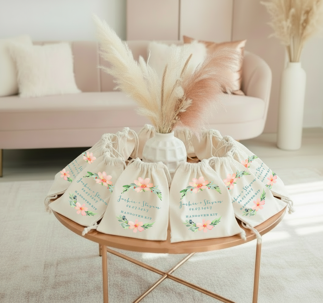 Wedding Hangover Kit Favor Bag | Floral Wedding Welcome