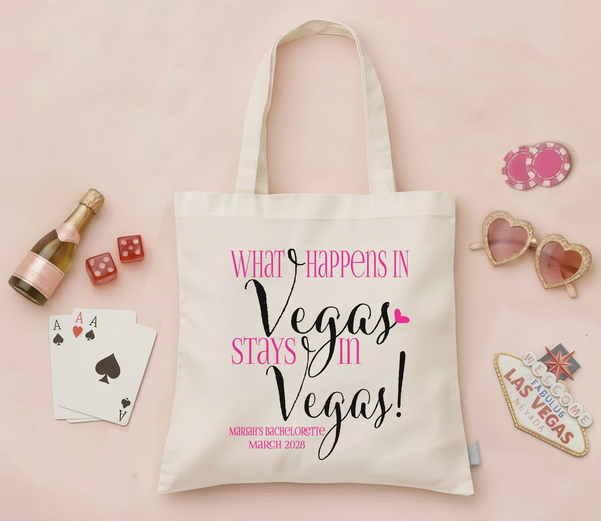 Vegas Personalized Canvas Tote Bag for Bachelorette Parties by Ilu.Lily