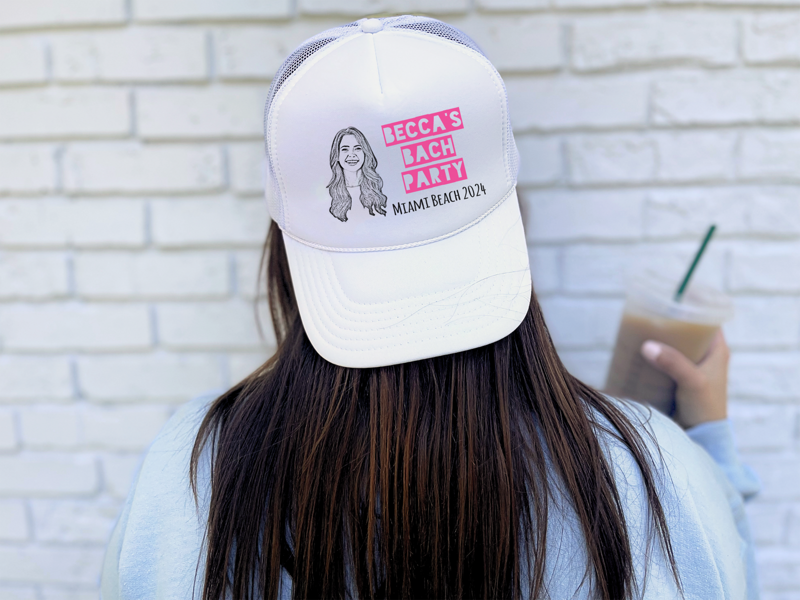 White Bachelorette Party Trucker Hat | Custom Bachelorette Party Hat with Photo