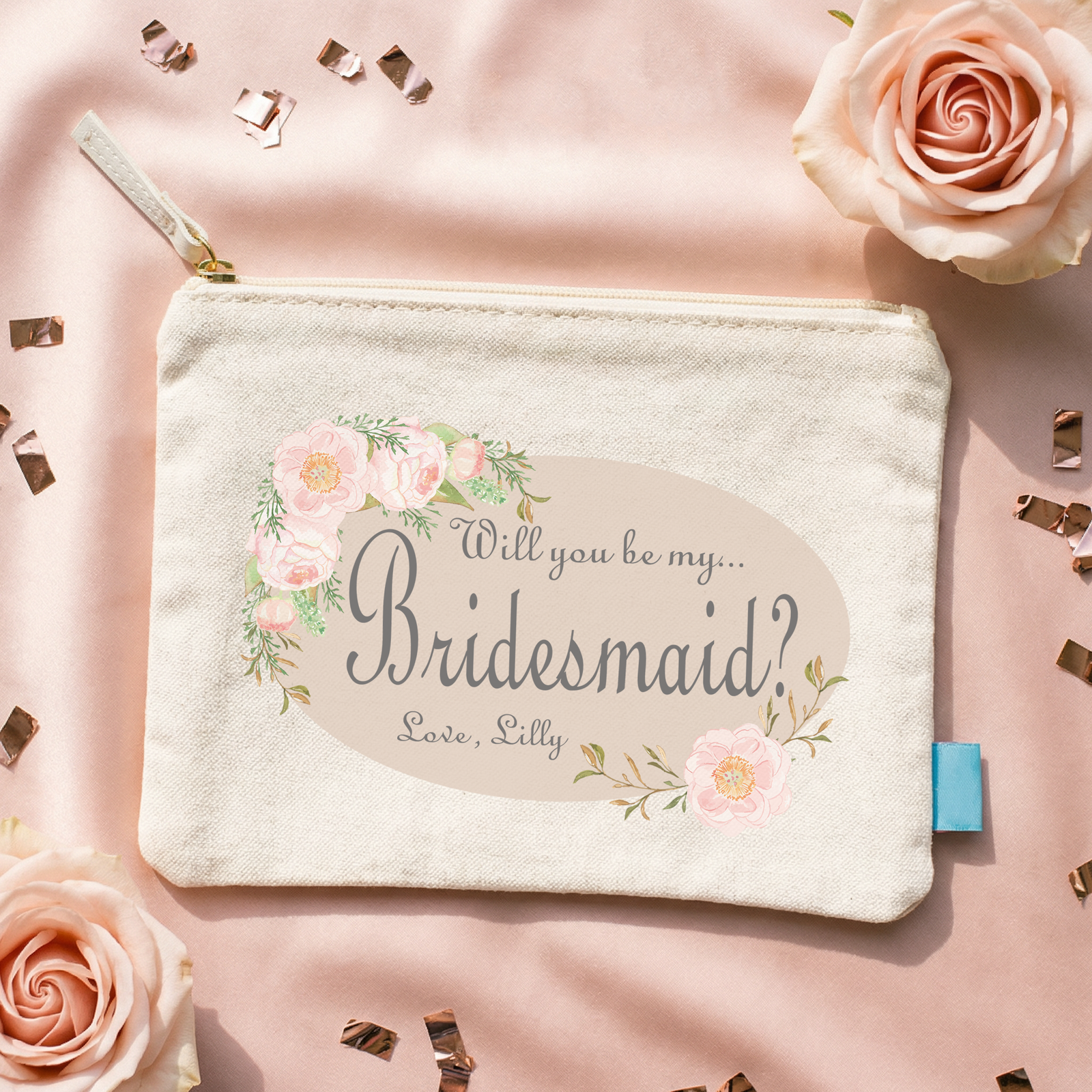 Personalized Canvas Makeup Bag for Bridesmaids by Ilu.Lily