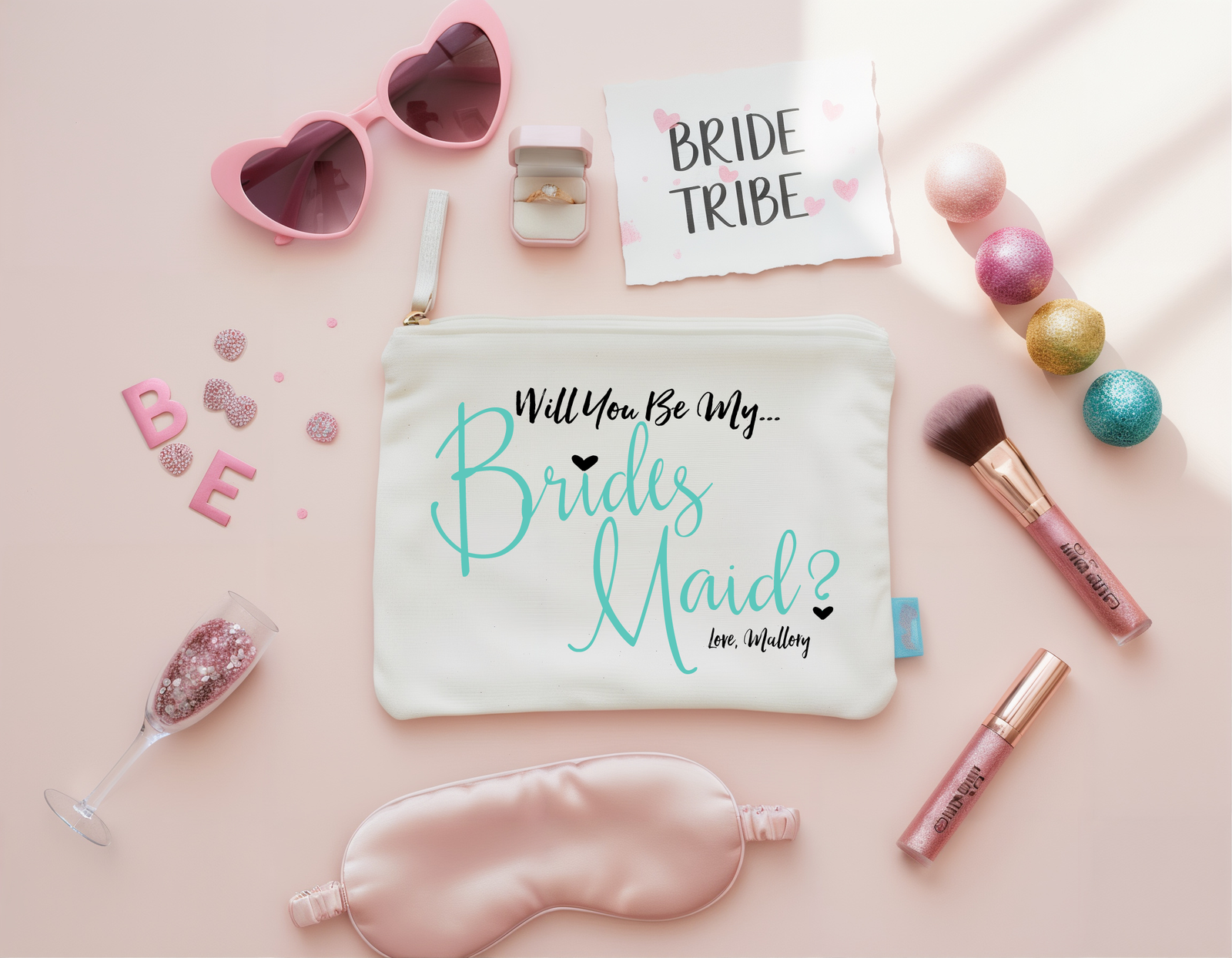Personalized Canvas Makeup Bag for Bridesmaids by Ilu.Lily