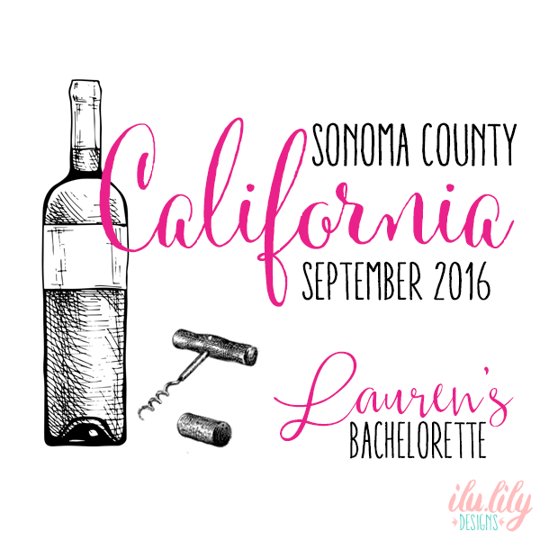 Wine Country Personalized Canvas Tote Bag for Bachelorette Parties by Ilu.Lily