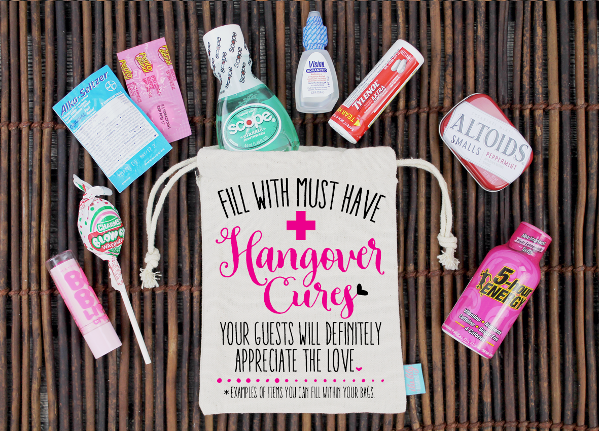 Bulk Hangover Kit Supplies for Weddings, Bachelorette & More - KitShe