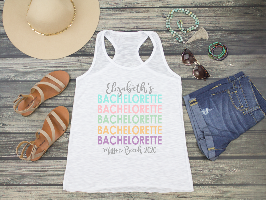 Rainbow Multi Color Personalized Bachelorette Racerback Tank Top