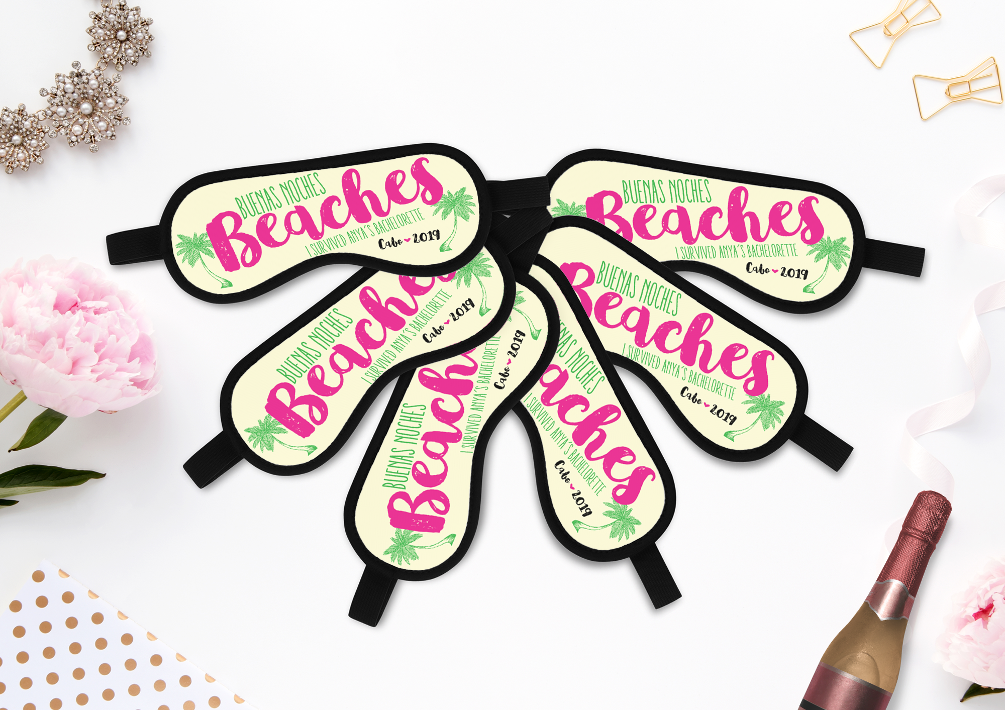 Bachelorette Party Sleep Mask Favors | Personalized Sleep Masks | Buenas Noches Beaches