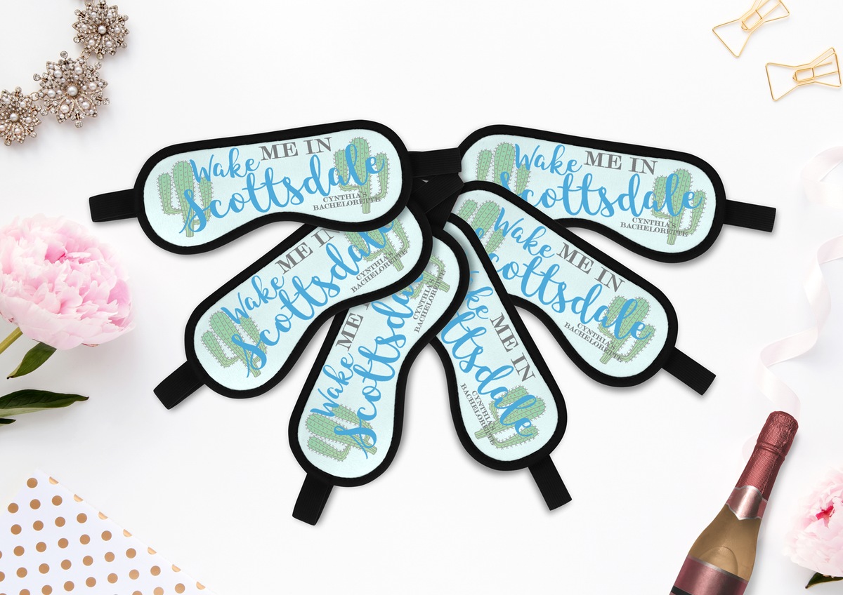 Bachelorette Party Sleep Mask Favor | Personalized Sleep Mask | Wake Me In Scottsdale