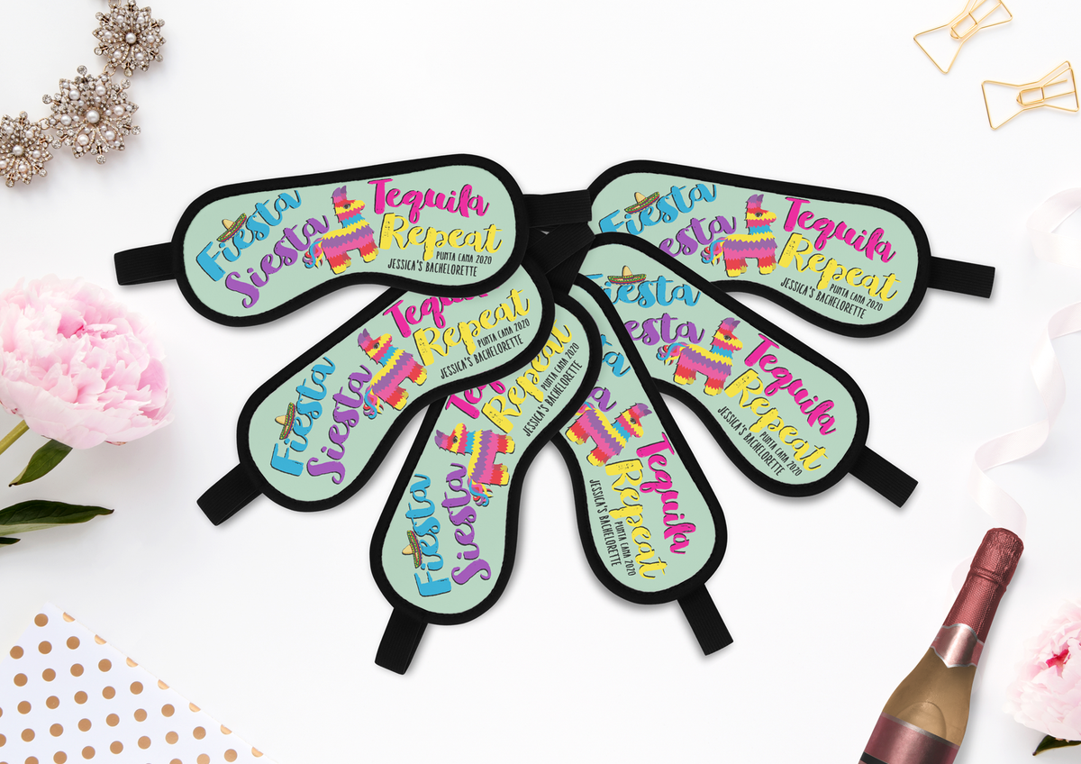 Bachelorette Party Favors Sleep Mask | Personalized Sleep Masks | Pinata Fiesta Siesta Tequila Repeat