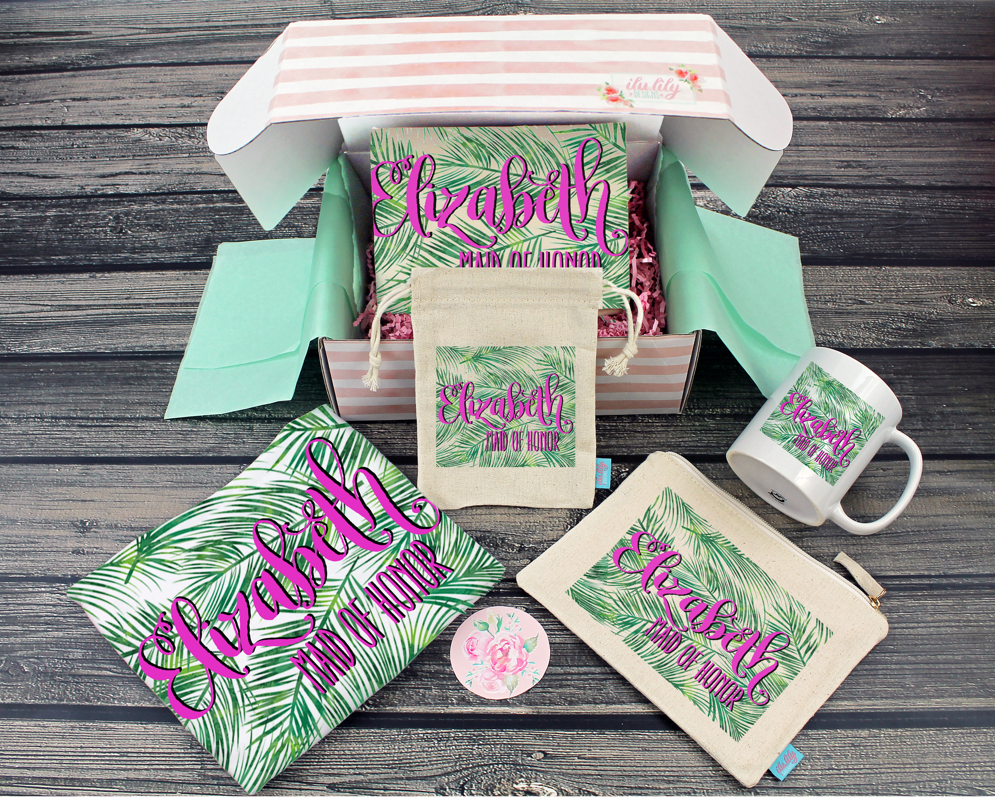 Bridesmaid Proposal Box | Will You Be My Bridesmaid | Palm Leaves