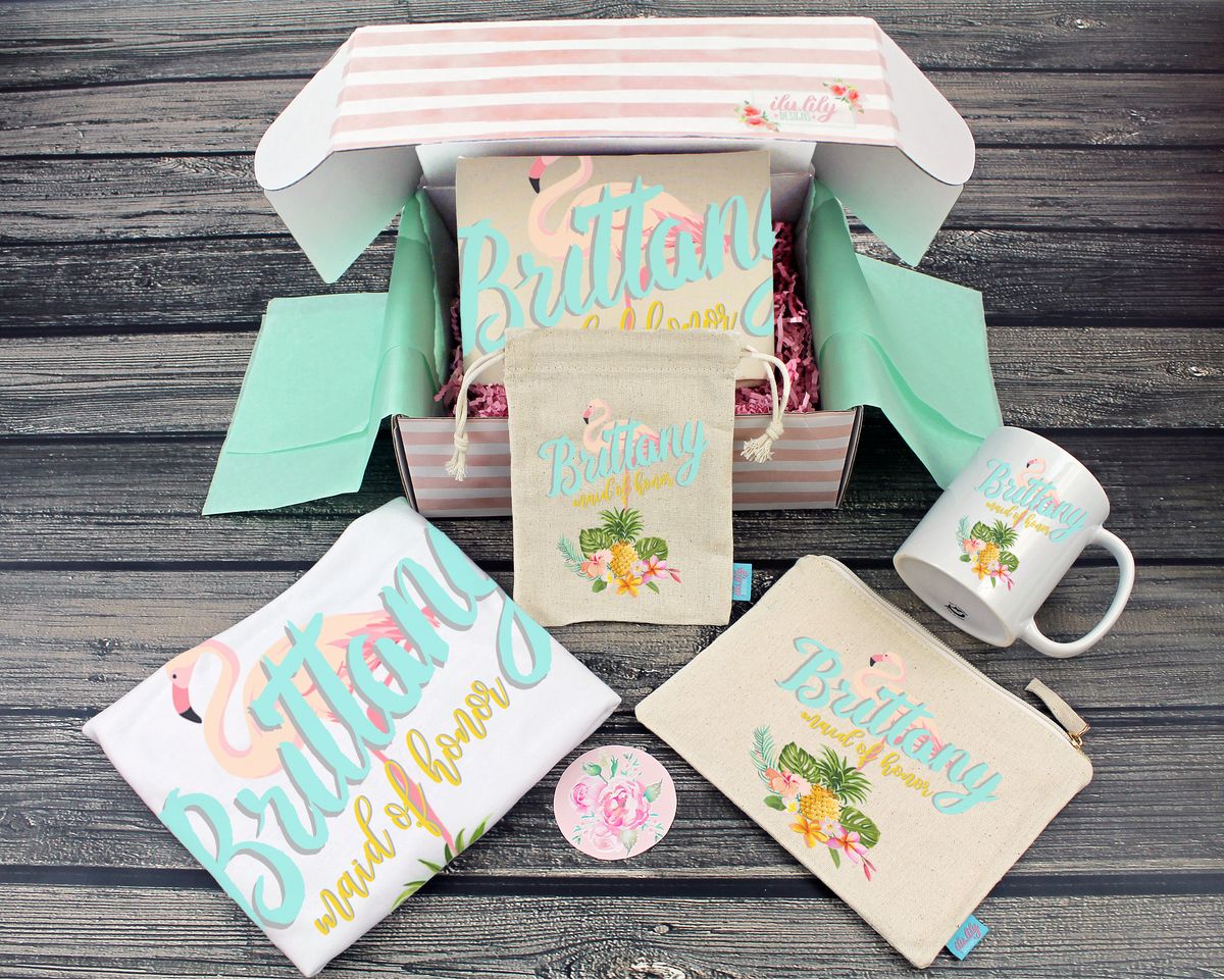 Bridesmaid Proposal Box | Will You Be My Bridesmaid | Beach Flamingo