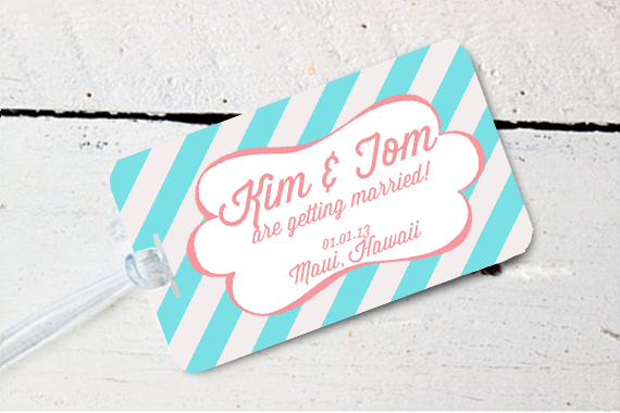 Destination Wedding Luggage Tag Favor | Retro Striped