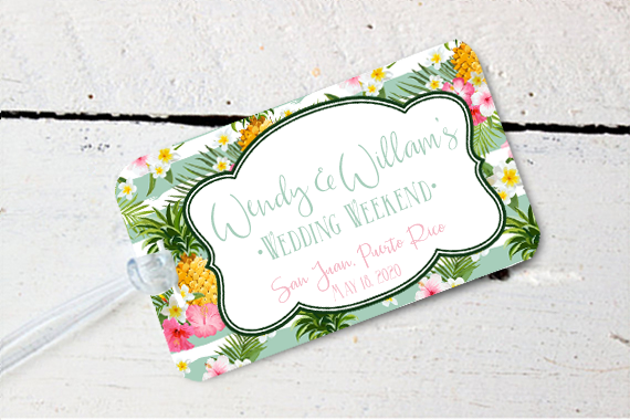 Destination Wedding Luggage Tag Favor | Floral Tropics