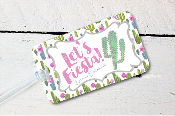 Bachelorette Party Luggage Tag Favor | Light Cactus Let's Fiesta