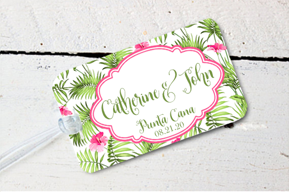 Wedding Luggage Tag Favor | Personalized Luggage Tags | Palm Leaves