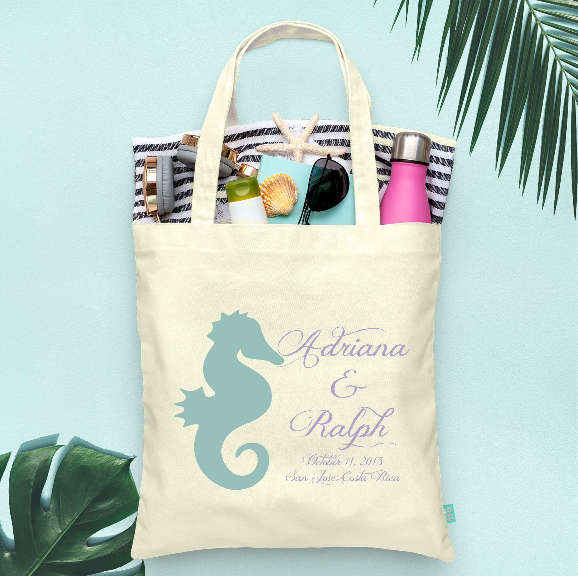 Destination Wedding Tote Bag | Wedding Welcome Bag | Personalized Seahorse