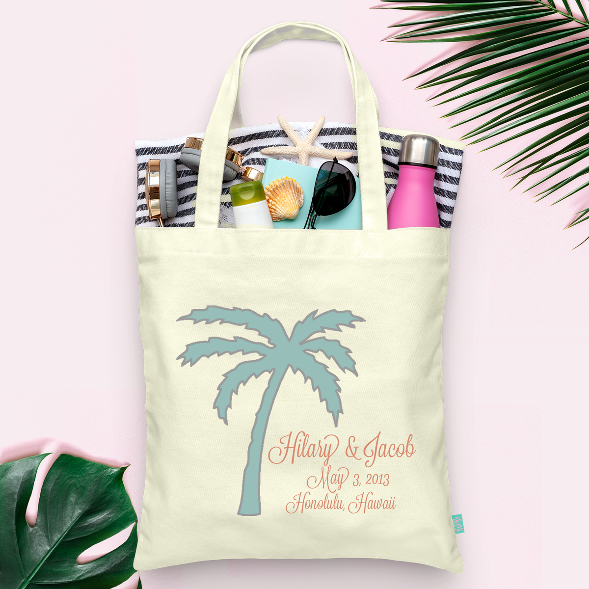 Destination Wedding Tote Bag | Wedding Welcome Bag | Personalized Palm Tree