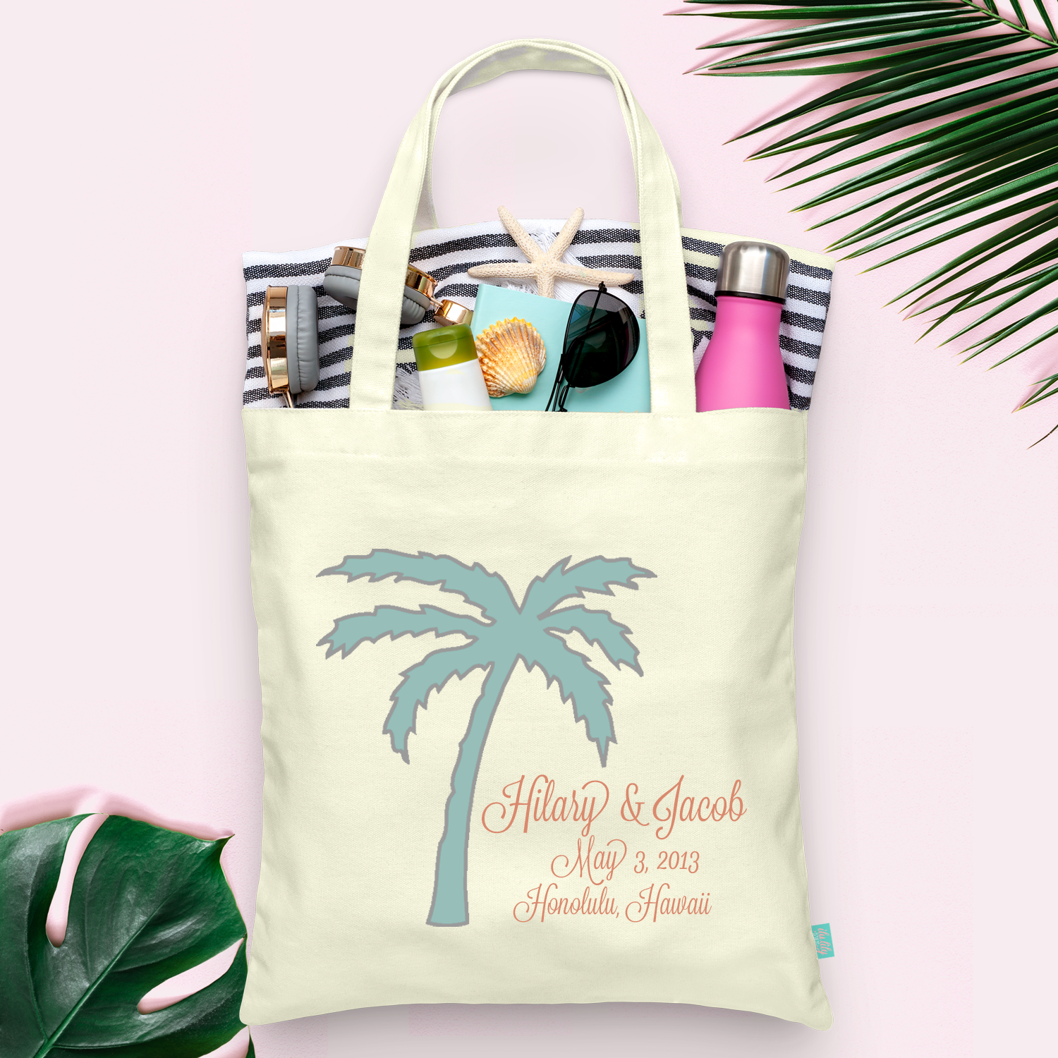 Destination wedding beach bags, personalized wedding welcome bags