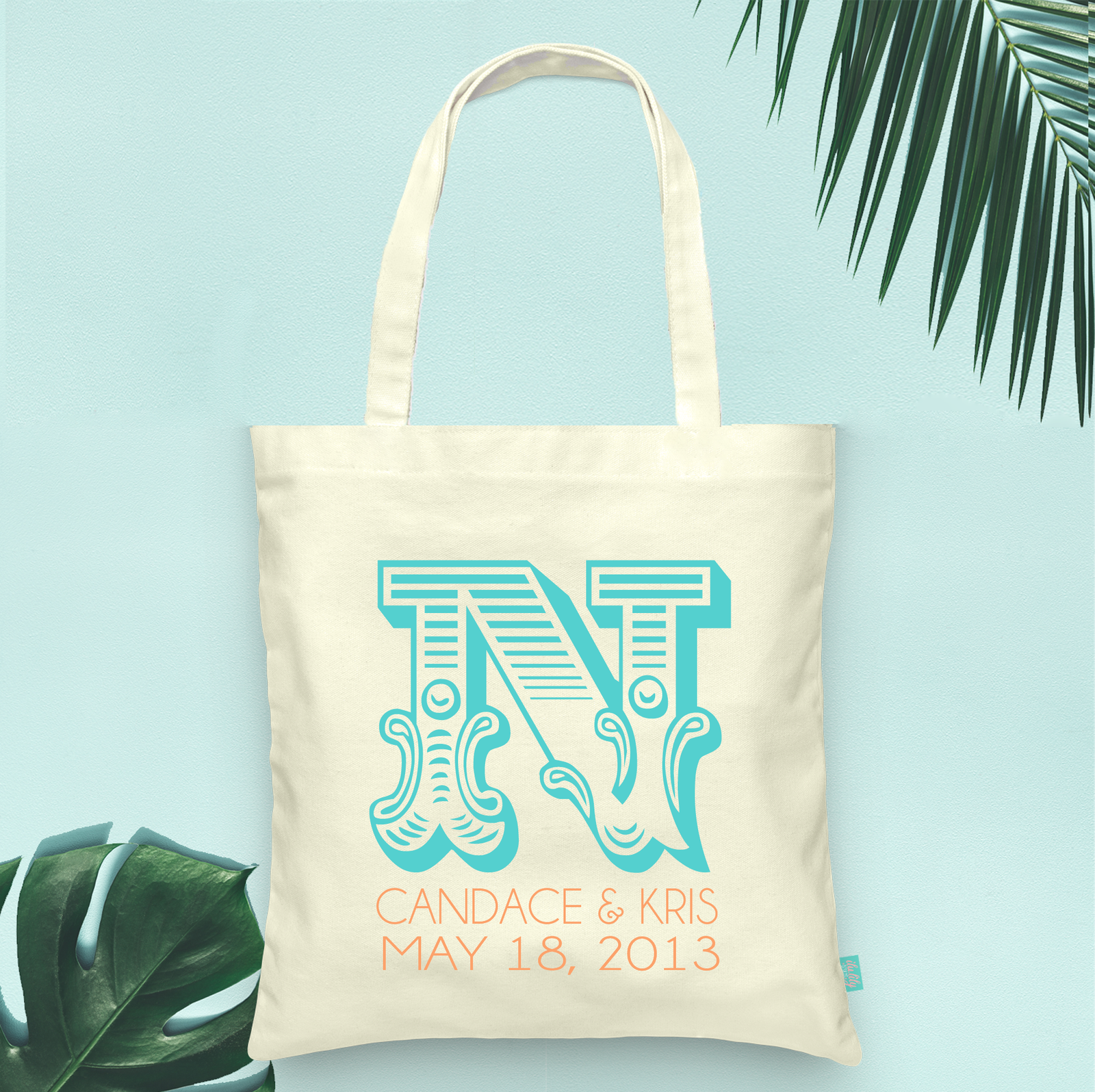 Personalized Monogram Wedding Tote Bag