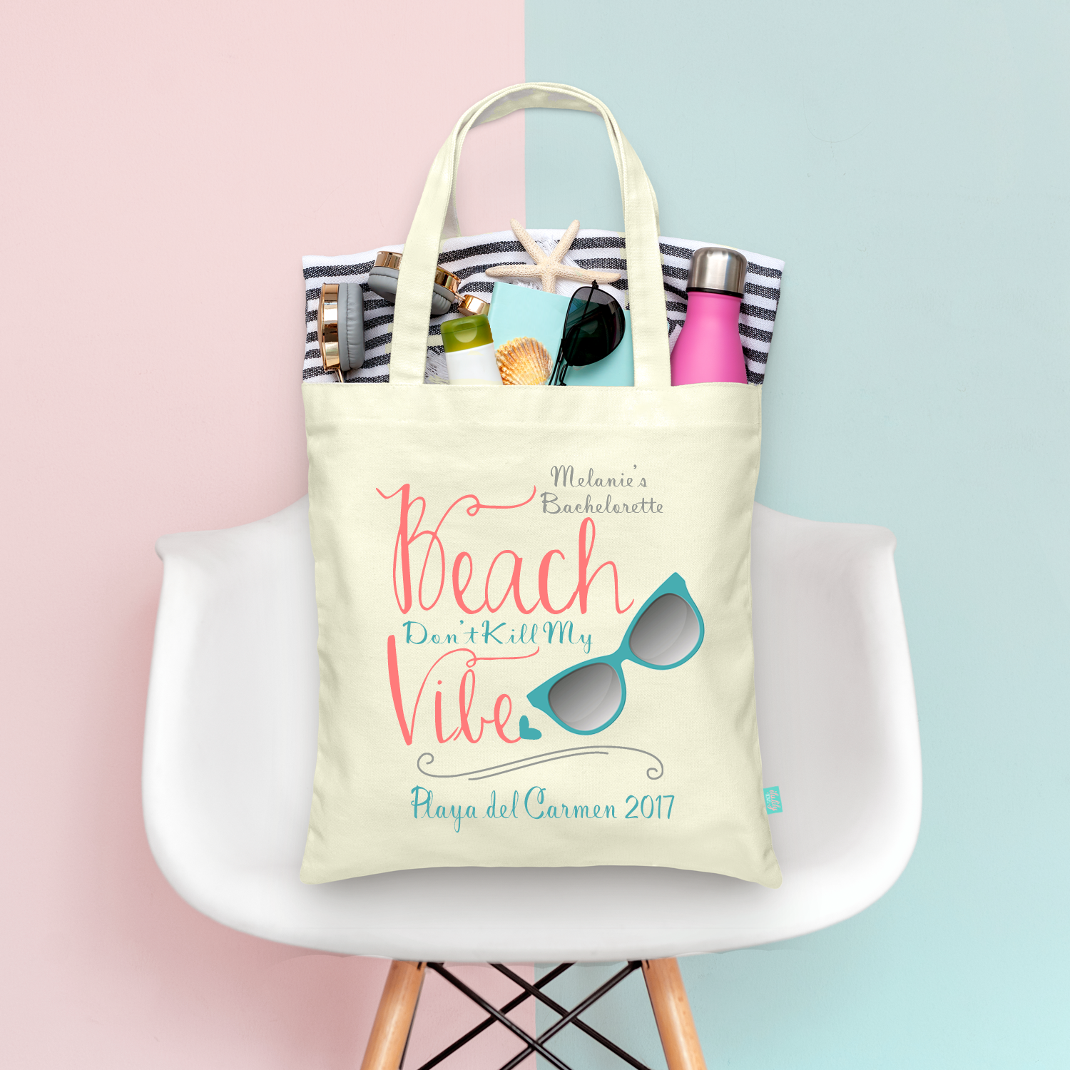 Bachelorette Party Tote Bag | Destination Bachelorette Favors | Beach Don't Kill My Vibe