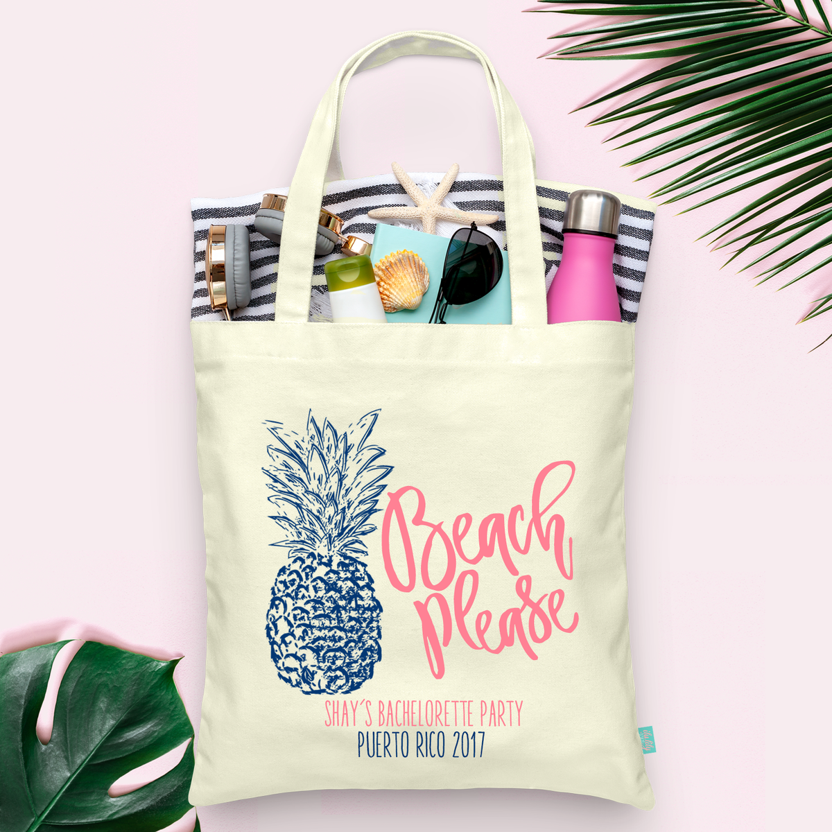 Bachelorette Party Tote Bag | Destination Bachelorette Favors | Beach Please Pineapple