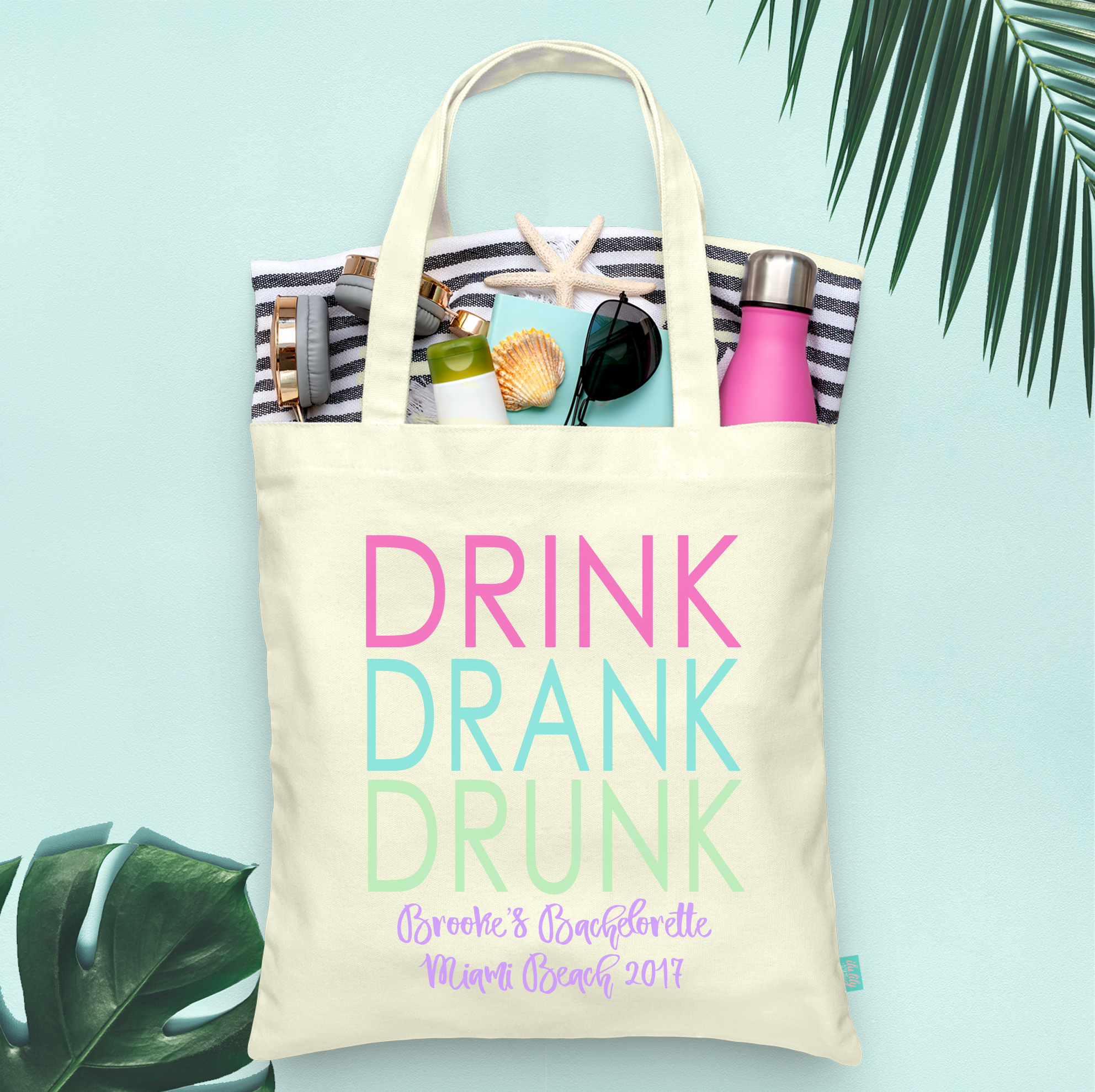 Bachelorette Party Tote Bag | Personalized Bachelorette Favors | Drink Drank Drunk