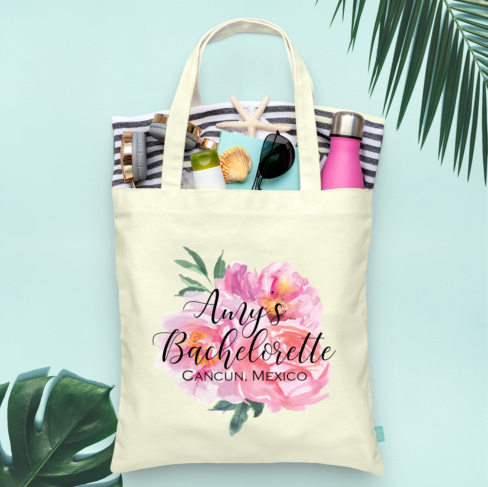 Destination Bachelorette Party Tote Bag | Floral Watercolor