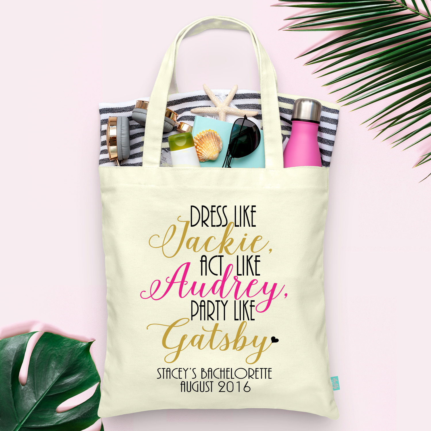 Bachelorette Party Tote Bag Jackie Audrey Gatsby ilulily designs