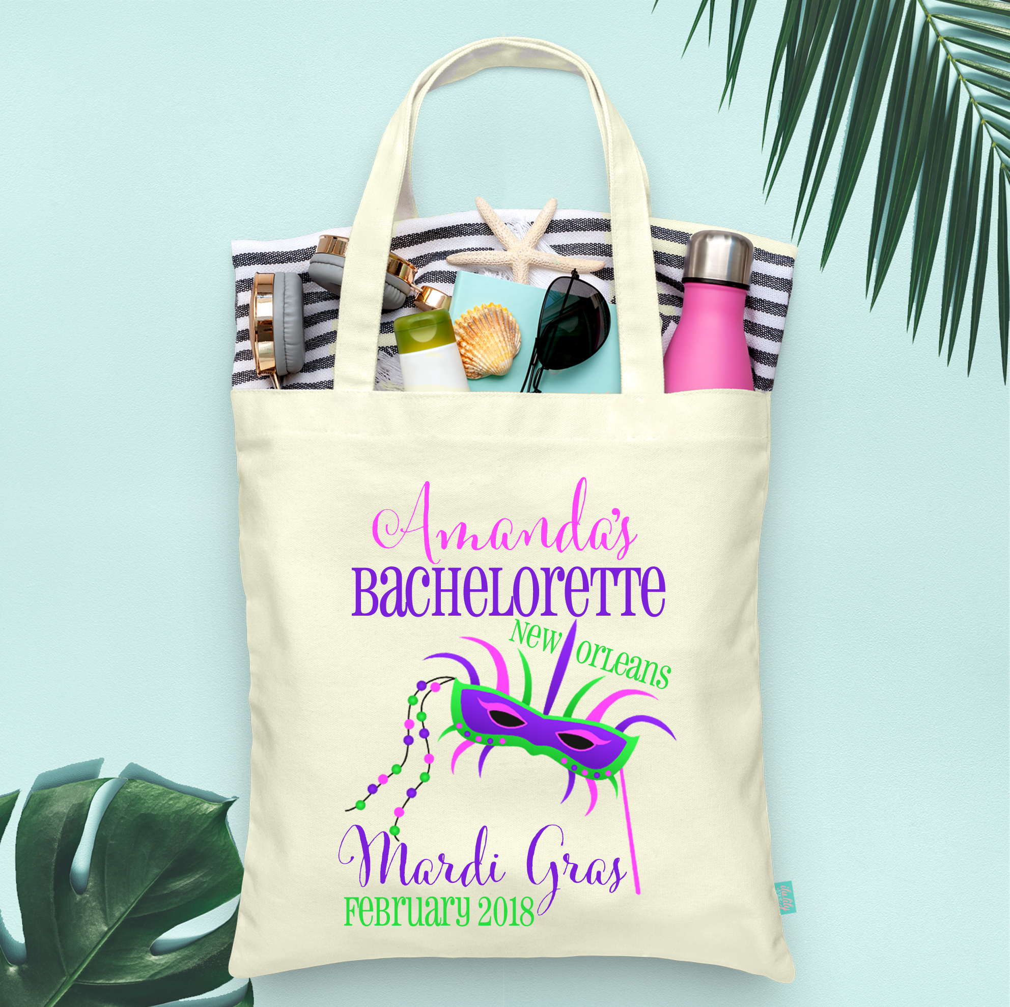 Bachelorette Party Tote Bags | New Orleans Bachelorette Favors | Mardi Gras