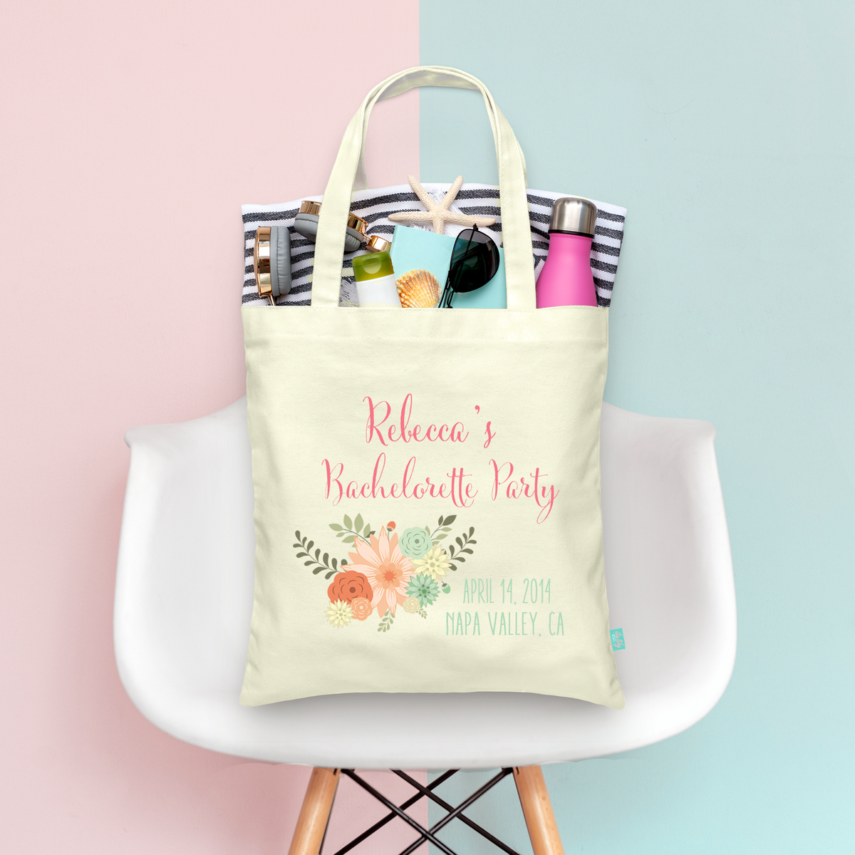 Bachelorette Party Tote Bag | Modern Floral