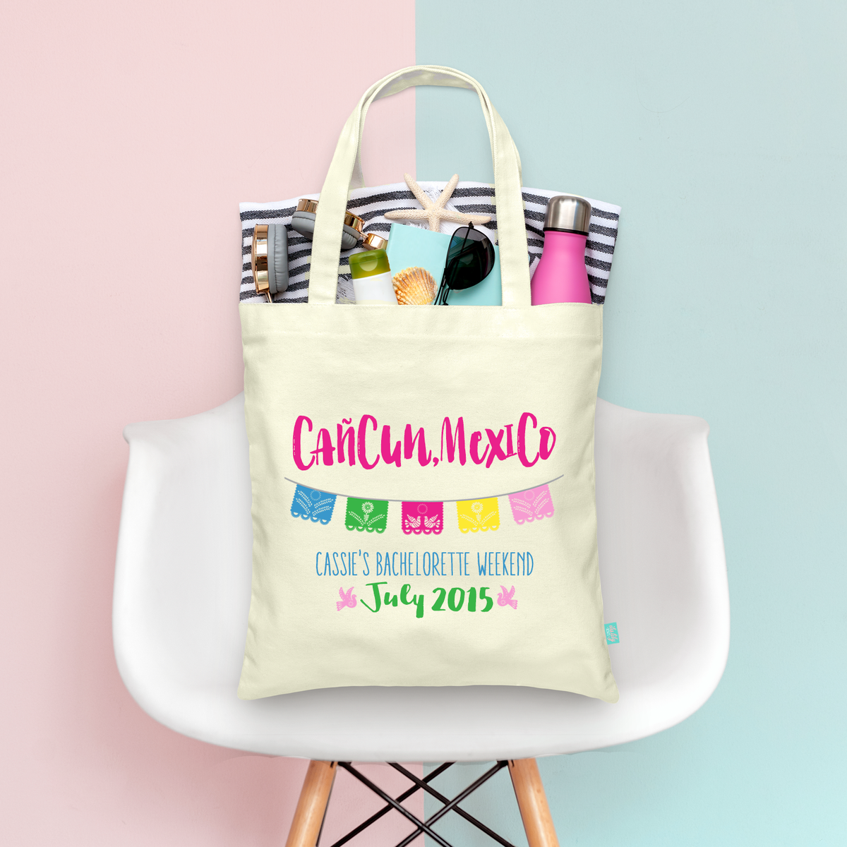 Destination Bachelorette Party Tote Bags | Personalized Bachelorette Favors | Cancun, Mexico