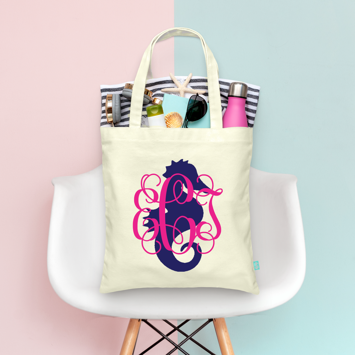 Wedding Party Tote Bag | Seahorse Monogram