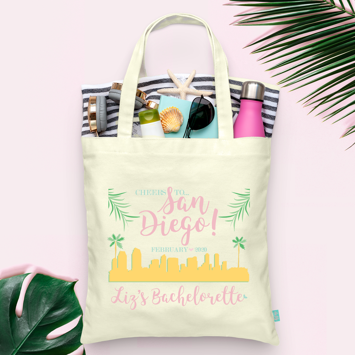 San Diego Skyline Tropical Welcome Bachelorette Party Tote Bag