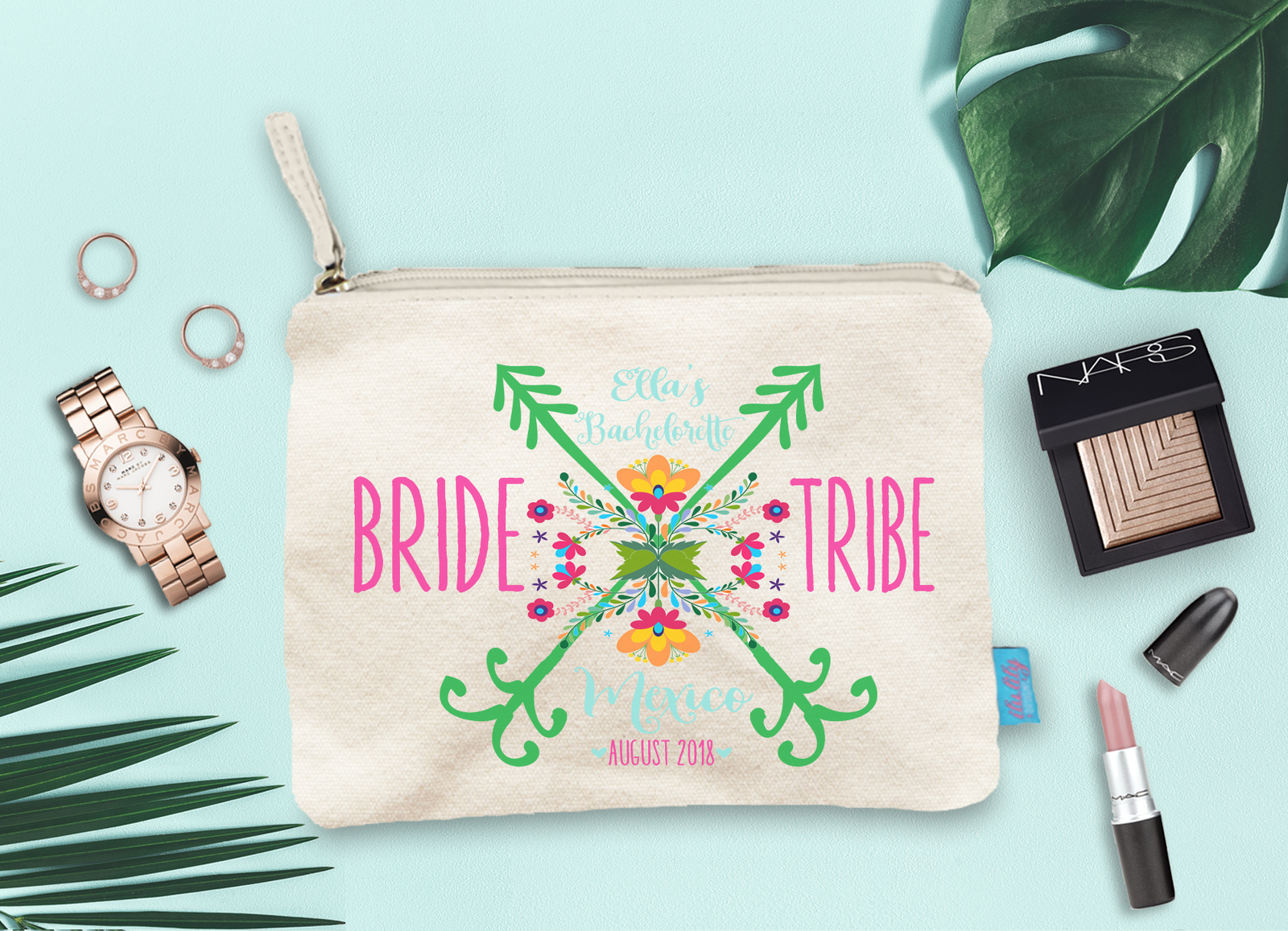 Bridal Party Makeup Bag | Mexico Bachelorette | Bride Tribe