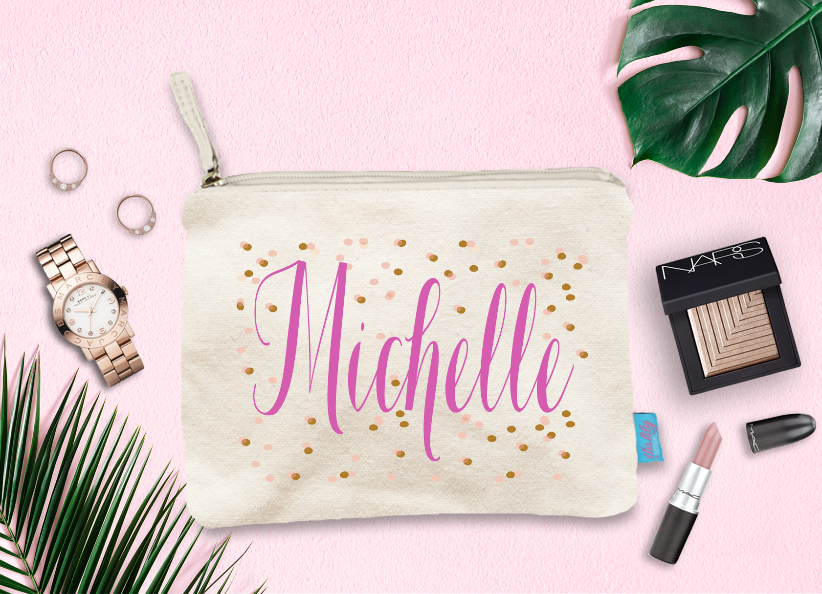 Bridal Party Personalized Cosmetic Bag | Confetti Name