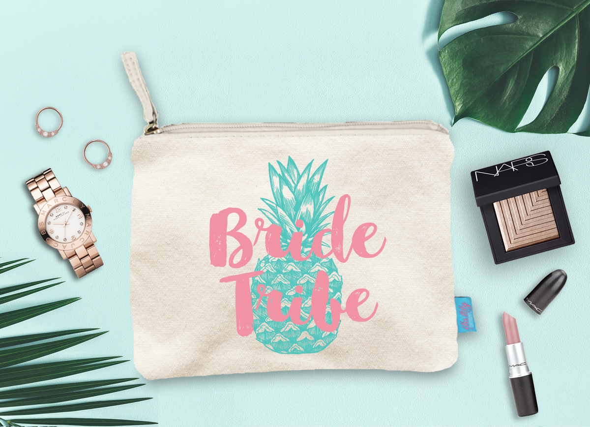 Bridal Party Makeup Bag Favor | Bachelorette Party Cosmetic Bag | Bride Tribe